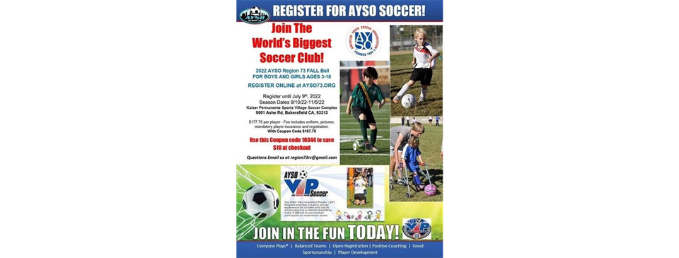 Register for AYSO Soccer!